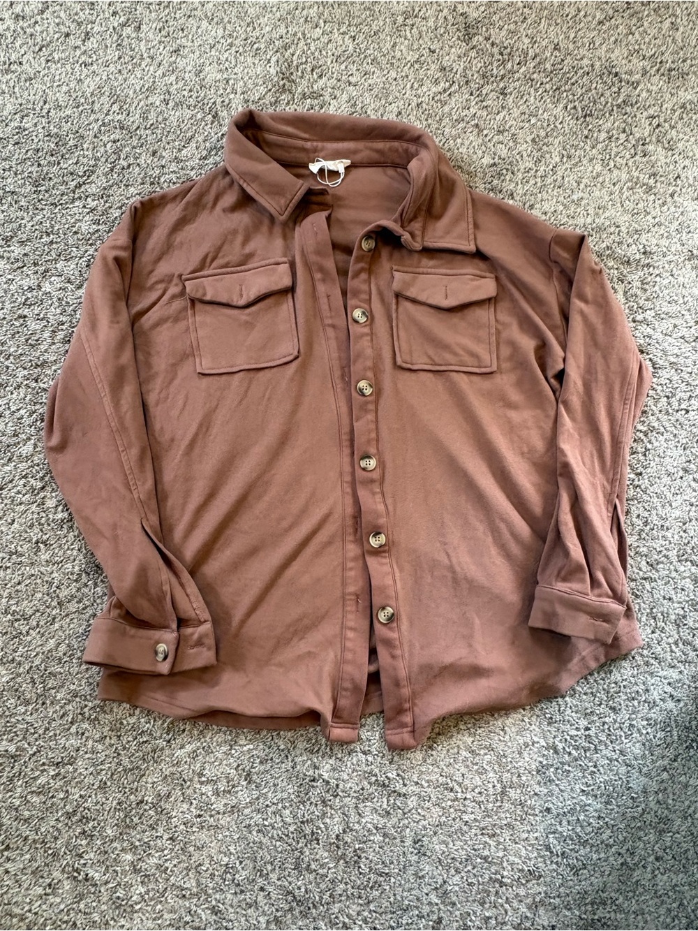 Women's Button-Down Shirt in Brown with Chest Pockets